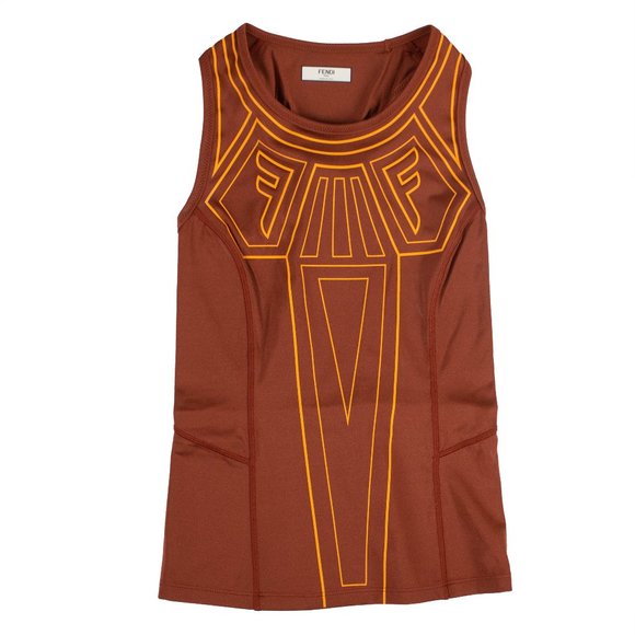 FENDI Orange Graphic Logo Tank Top Size 0/38 $635